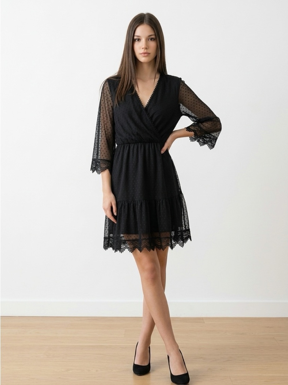 Black Fairy Goth Dress Lace Mini\Midi |  Gothic Timeless Goddess